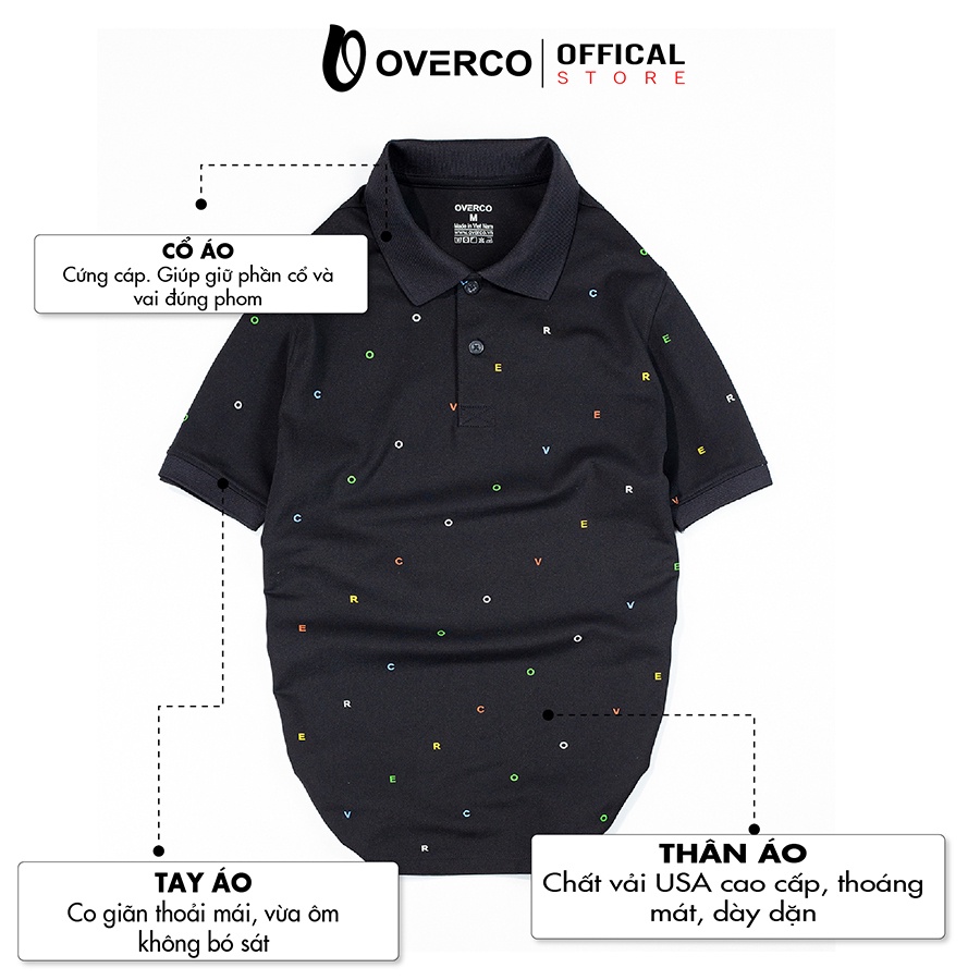 Áo Polo Nam TYPES OVERCO Họa Tiết Chữ Cái Chất Vải Cotton USA Mềm Mịn Thoáng Mát Co Giãn 4 Chiều