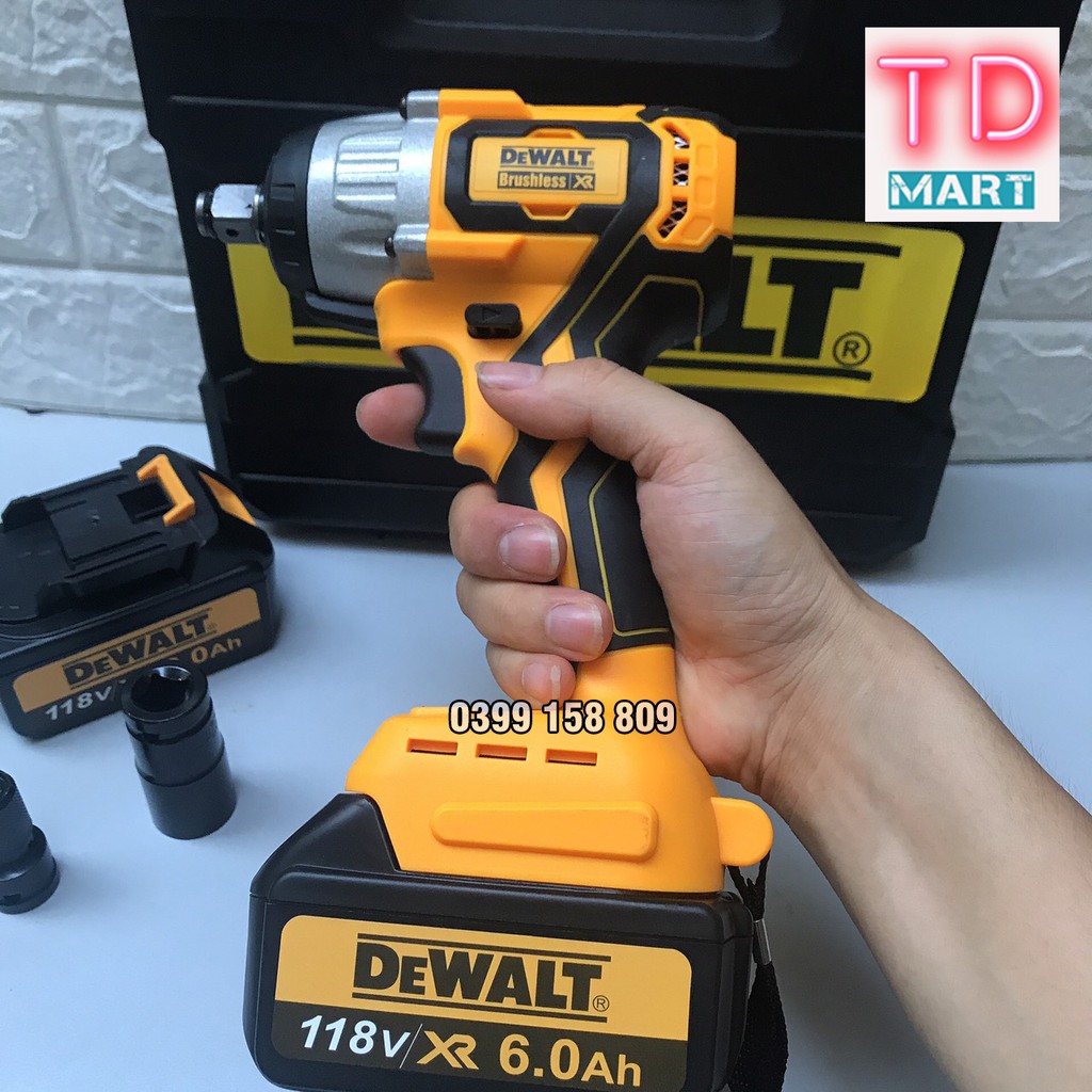 Máy Siết Bulong Dewalt 118V Không Chổi Than 2 pin 10 cell - Hàng Loại 1 có 3 đèn led