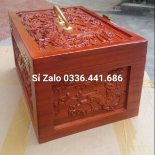 Tráp trang sức trạm tứ linh 34*25*19 cm