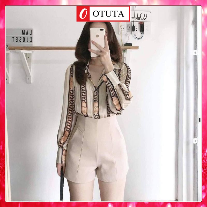 [Mã FAMAYWA giảm 10K đơn 50K] Quần sooc đùi vải cạp cao cho nữ, quần short cạp cao -OTUTA