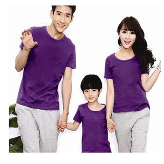 ÁO THUN TRƠN CỔ TRÒN MÀU TÍM NHẠT TAY NGẮN NAM NỮ ( CÓ CẢ SIZE EM BÉ ) TIMM33