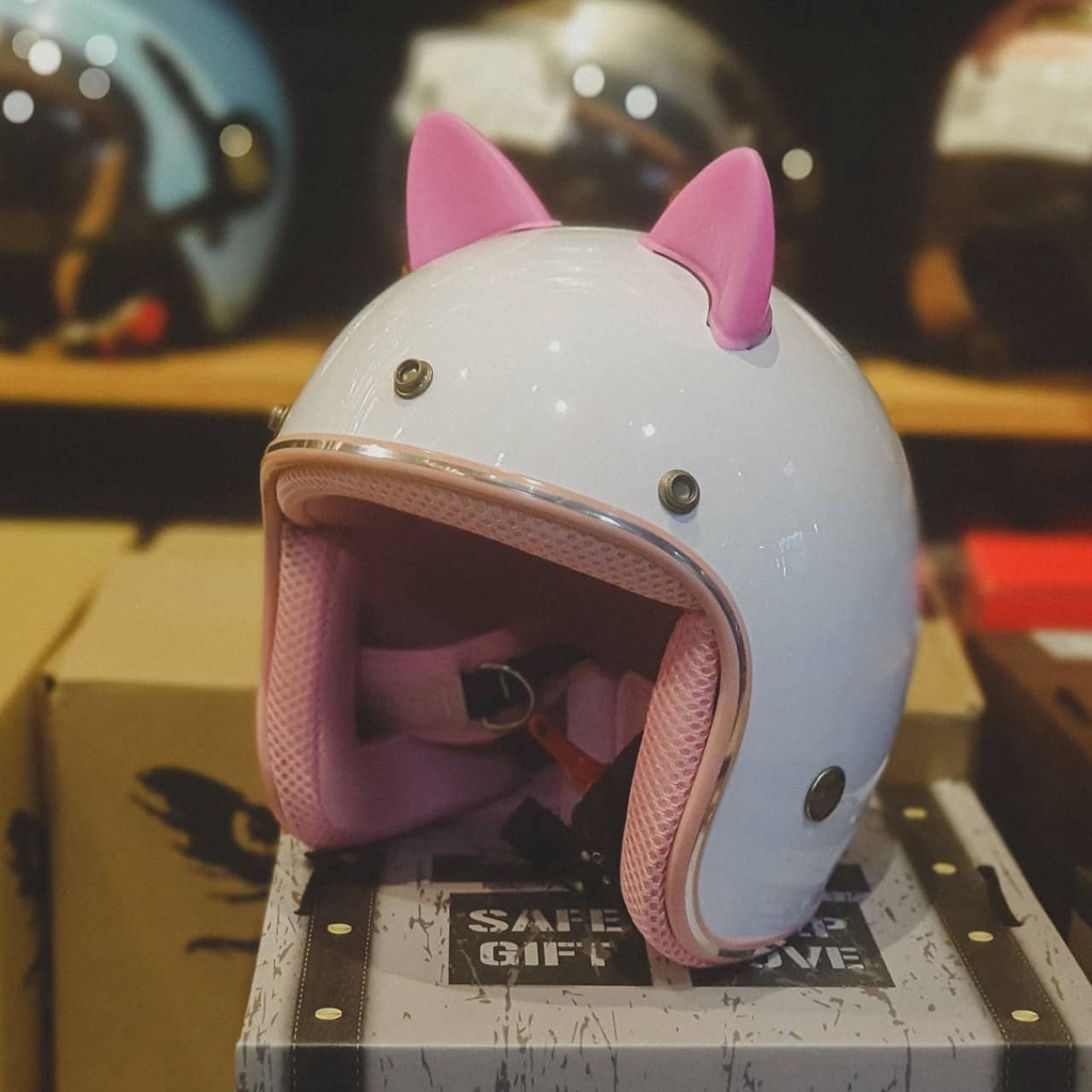 Cặp Tai mèo Gắn Mũ Bảo Hiểm Siêu Cute - Nhiều Màu Lực Chọn