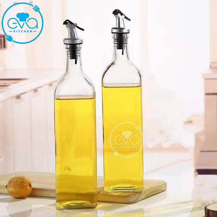 Set 2 Chai Thuỷ Tinh Vuông Rót Gia Vị Rót Dầu OiL Can 1000 ML