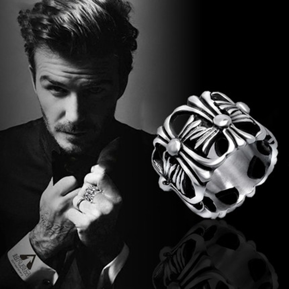 Nhẫn Thép Titan Hình Thánh Giá Phong Cách Retro Độc Đáo