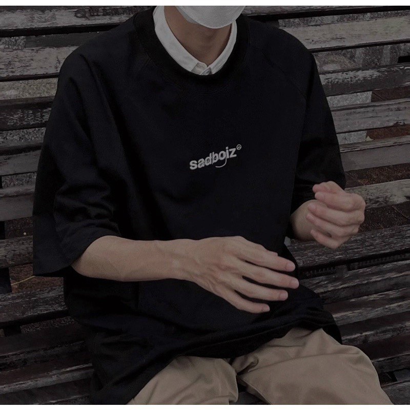 Áo thun tay lỡ form rộng unisex nam nữ mặc đều đẹp chữ 2 mặt hàng loại 1_sad boiz