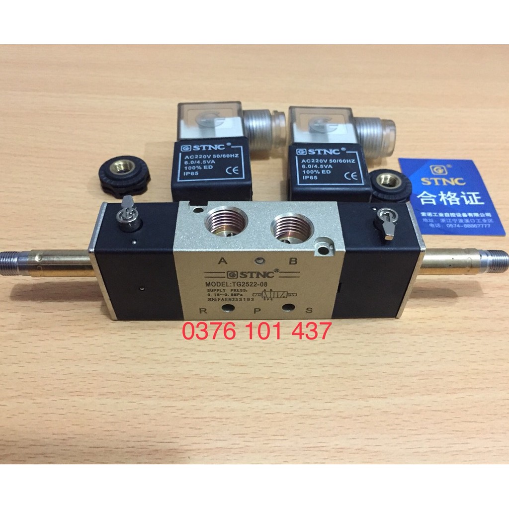 VAN ĐIỆN TỪ KHÍ NÉN SOLENOID 5/2 TG 2522-08 STNC, VAN ĐIỀU KHIỂN XI LANH KHÍ NÉN, VAN KHÍ NÉN 2 ĐẦU ĐIỆN  SOLENOID