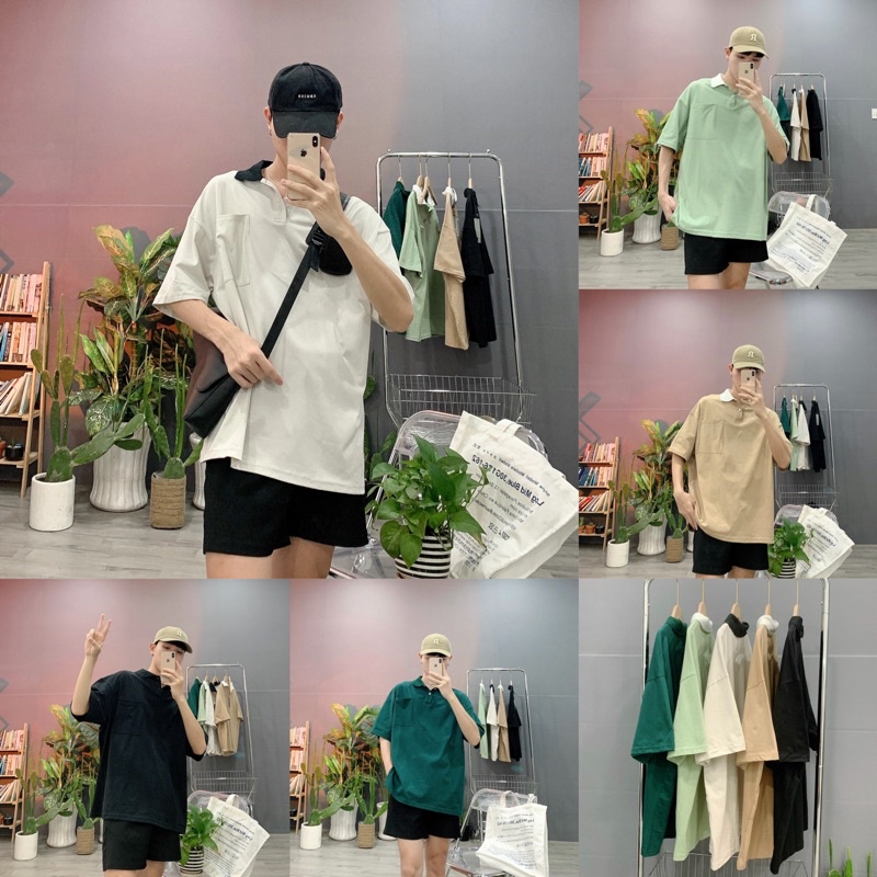 [ảnh thật] áo thun polo form rộng áo polo cotton