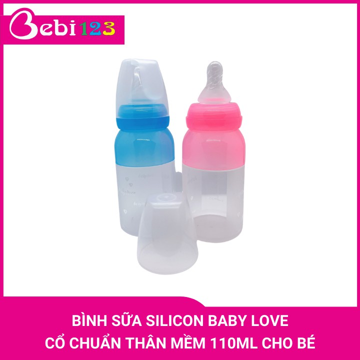 Bình Sữa Silicon Baby Love Cổ Chuẩn Thân Mềm Dung Tích 110ml Cho Bé