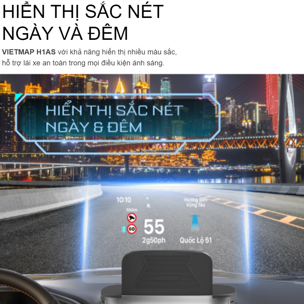 Màn Hình Hiển Thị Thông Minh Vietmap HUD H1AS - H1N - PHIÊN BẢN RIÊNG CHO SUZUKI