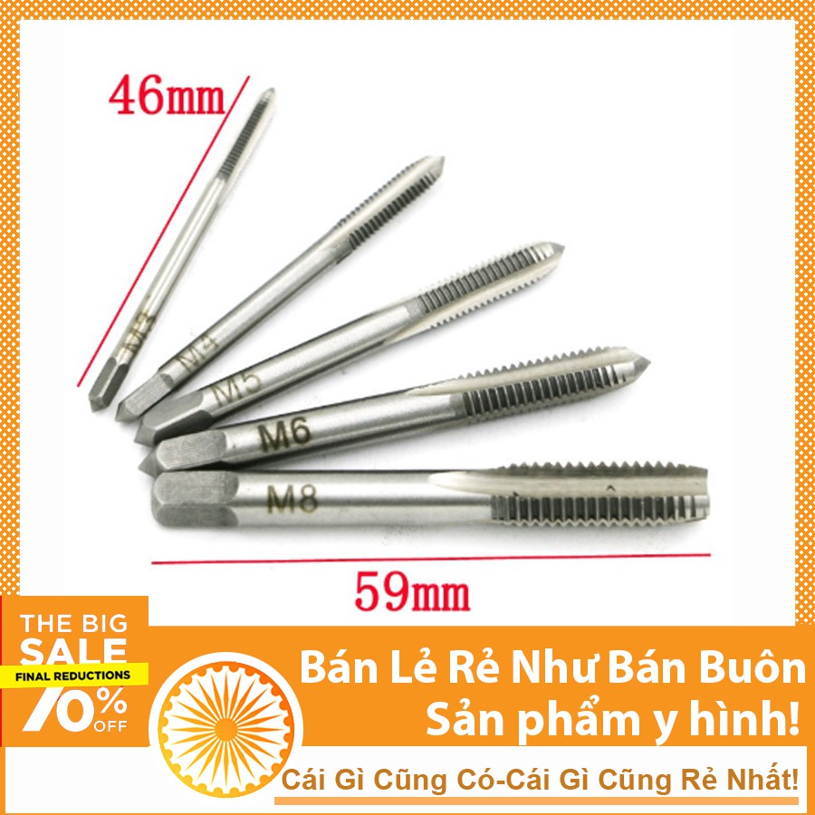 Combo Bộ 5 Mũi Khoan Taro Ren M3 - M4 - M5 - M6 - M8