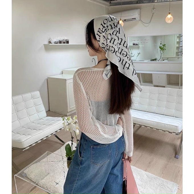 Set đồ QKOOLE gồm áo lửng hai dây và áo khoác cardigan chống nắng họa tiết hoa phong cách Hàn Quốc dành cho nữ