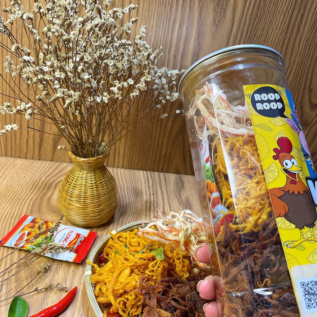 Khô gà mix Khô mực, heo 300g RoopRoop đồ ăn vặt Sài Gòn đô ăn vừa ngon vừa rẻ | BigBuy360 - bigbuy360.vn