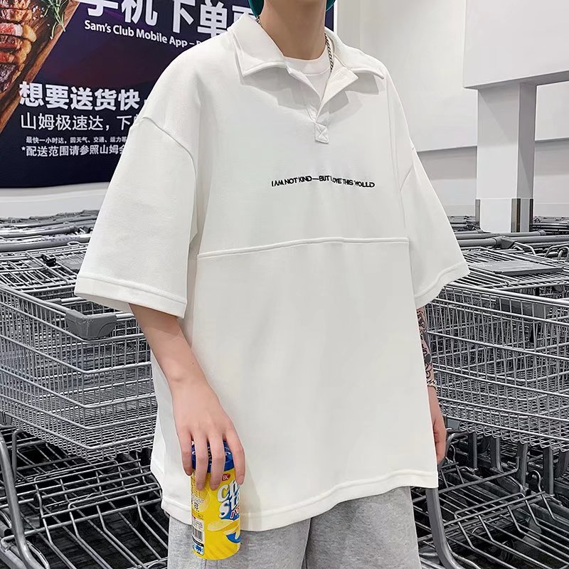 Áo Thun polo Tay Ngắn Dáng Rộng Có Khóa Kéo In Họa Tiết Đơn Giản Thời Trang Mùa Hè Cho Nam Size M-3XL