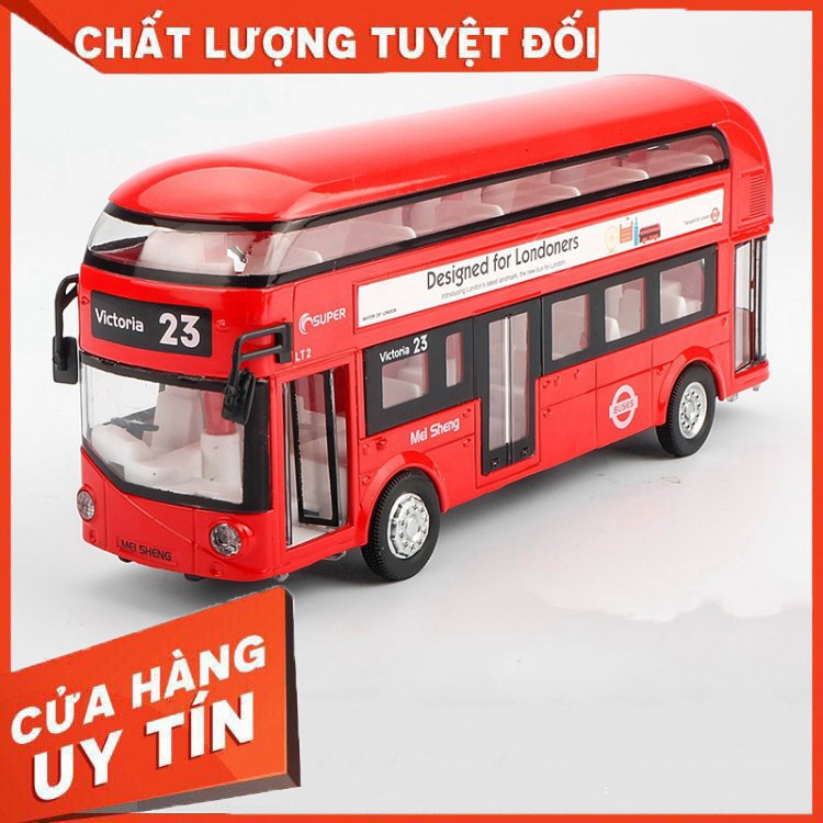 Y NHƯ THẬT- Trò chơi xe buýt bằng sắt MỞ CỬA siêu bền hàng cao cấp có pin phát nhạc và đèn (kèm pin)
