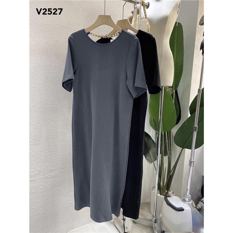 VNU289 - VÁY SUÔNG COTTON HỞ LƯNG XÍCH SAU