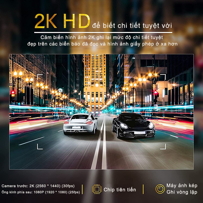 Ghi hình 2K gương lái cho ô tô, điều khiển bằng giọng nói, màn hình cảm ứng 12 inch IPS full, nhìn ban đêm | BigBuy360 - bigbuy360.vn