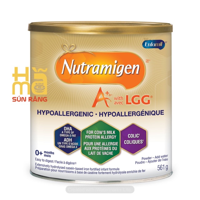 Sữa Enfamil Nutramigen A+ LGG hàng Canada, chuyên dùng cho bé dị ứng đạm sữa bò, tiêu hoá kém, hộp 561gram