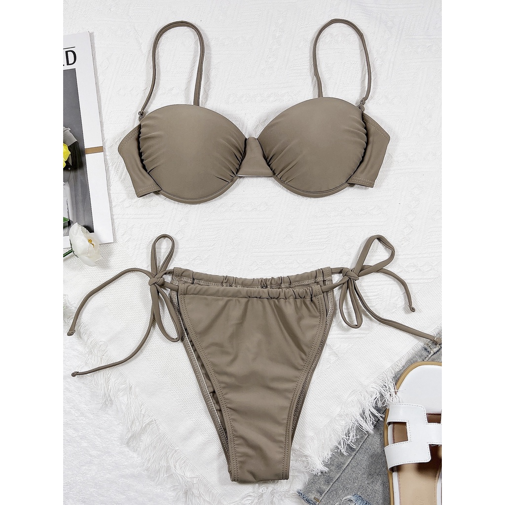 [BKN1610] &lt;ÂU&gt; SET BIKINI NÂU NHẠT CUPSO (CÓ GỌNG)