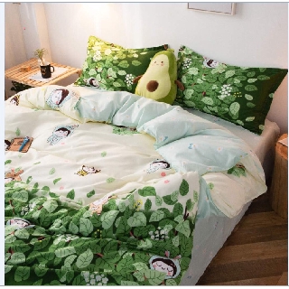 Bộ Chăn Ga Gối Cotton Vườn Ong Xanh