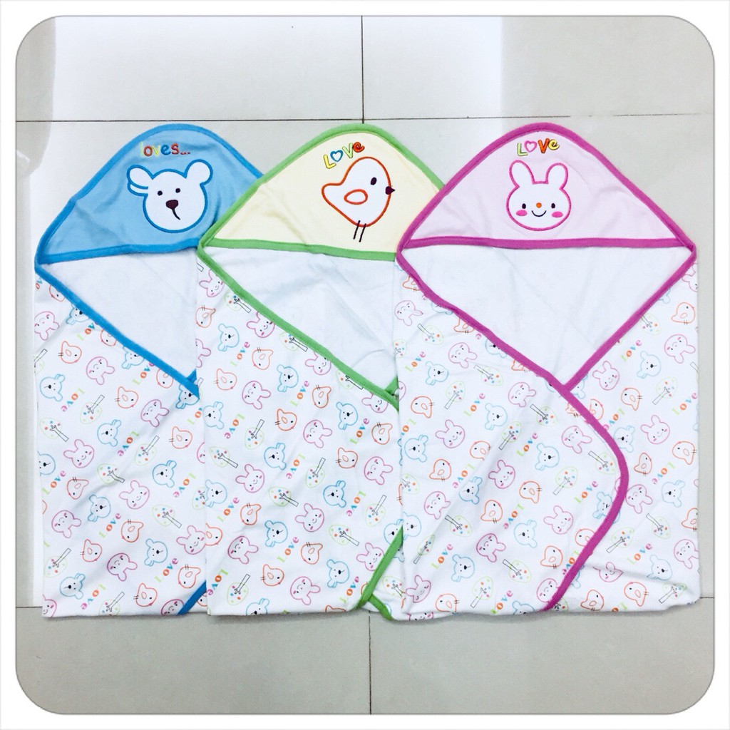 Choàng bế mỏng hình cotton HUB Thái Lan 75x75cm