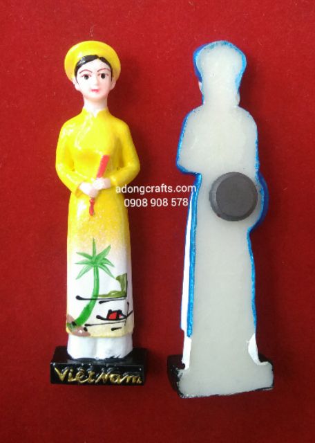 Bộ 3 cô gái 3 miền  Bắc Trung Nam magnet hít dính nam châm trang trí gắn tủ lạnh tủ sắt quà lưu niệm Việt Nam
