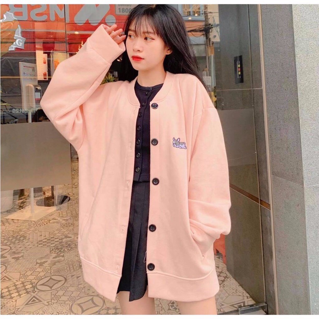 FREESHIP 99K Áo Khoác Nỉ Form Rộng Bomber PUPPY Cadigan Ulzzang
