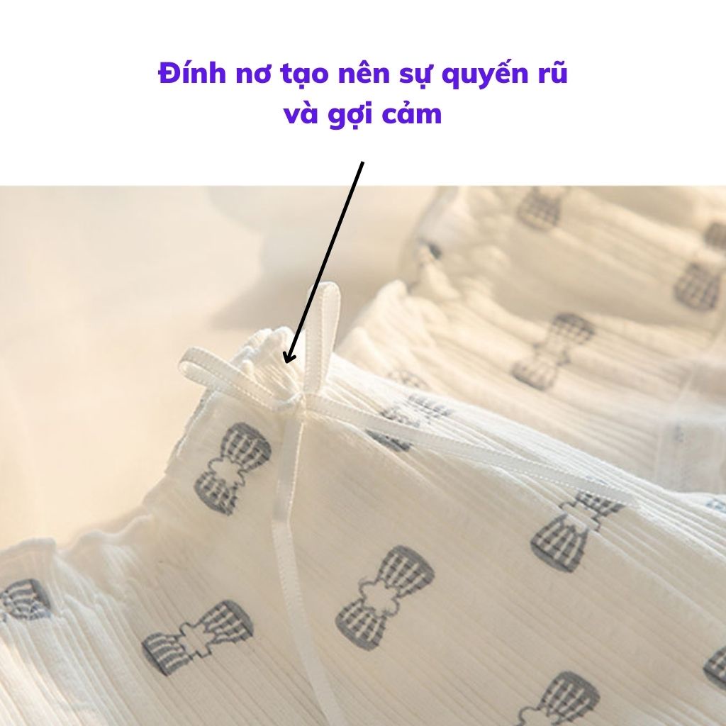 Quần lót nữ cotton cao cấp ren viền kháng khuẩn khử mùi đính nơ gợi cảm họa tiết dễ thương DEVARI L128