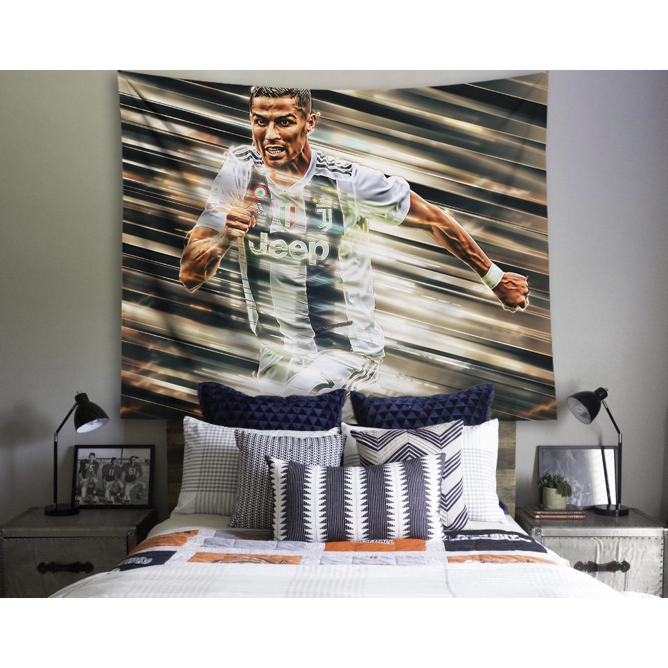 Tranh Vải Decor CR7 Chất Liệu Lụa Cao Cấp - Tặng Kèm Đèn Led