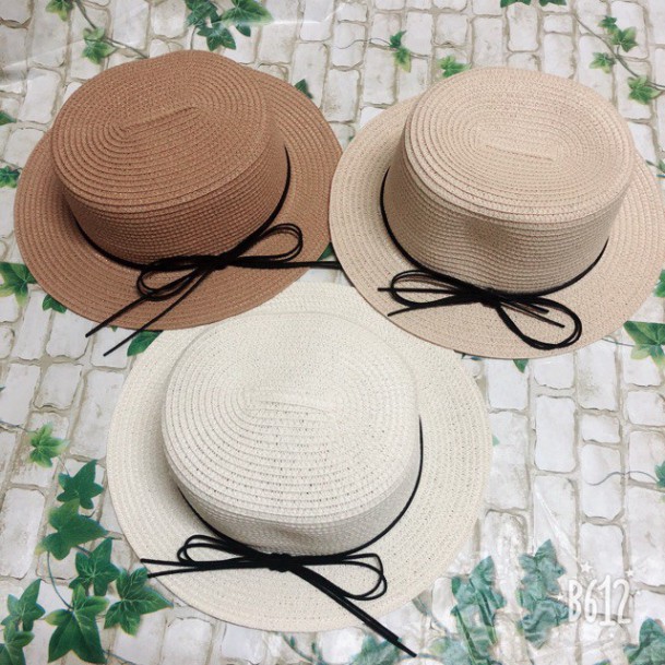 [Freeship - Thanh lí 1 ngày] Mũ cói nơ dây nhỏ, món quà tặng mùa hè LazaGroup