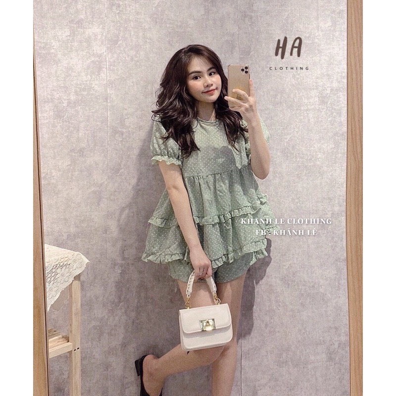 BN160-BỘ ĐŨI BÈO CHẤM BI XANH VÀNG | BigBuy360 - bigbuy360.vn