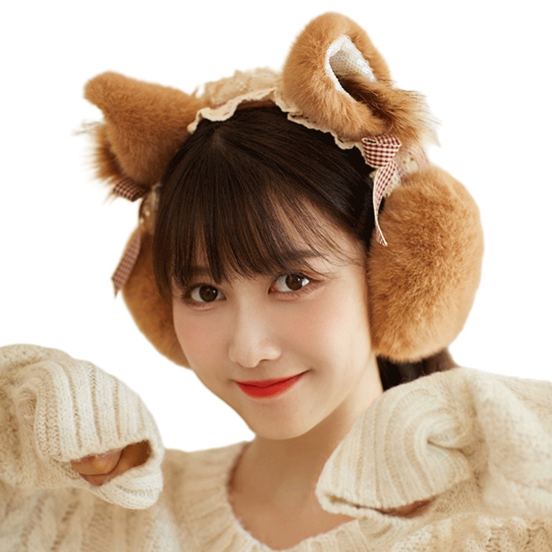 Bịt tai giữ ấm vào mùa đông hình tai mèo phong cách Lolita