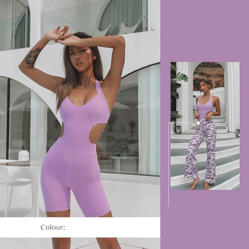 ĐỒ TẬP GYM, YOGA - Bộ đồ Jumpsuit short tập gym yoga nữ cao cấp, Lưng khoét sâu sexy quyến rũ.