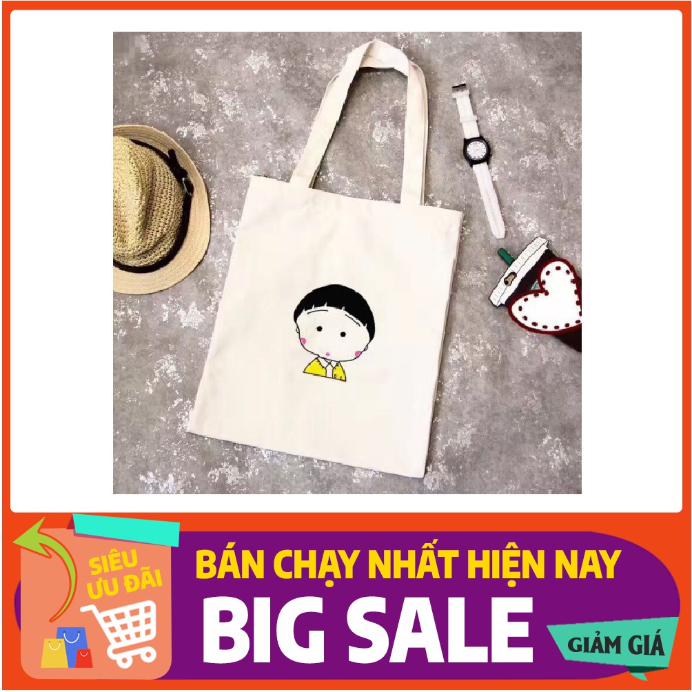 Túi vải, túi tote, túi đeo vai, túi vải tote nữ hình cậu bé #5231 (Trắng)