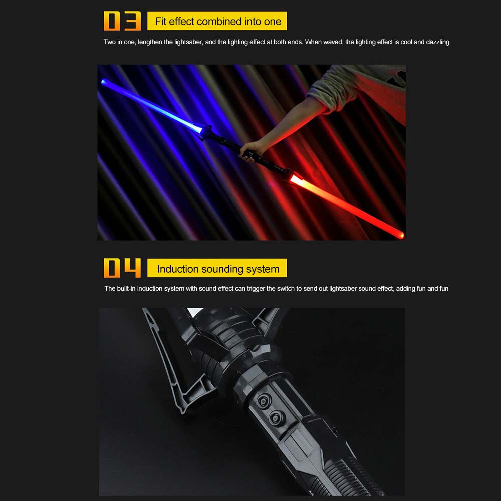 Star Wars Lightsaber RGB 7 Colors Change Metal Handle Laser Sword Heavy Duel Sound Two in One Lightsaber Cosplay Stage Props