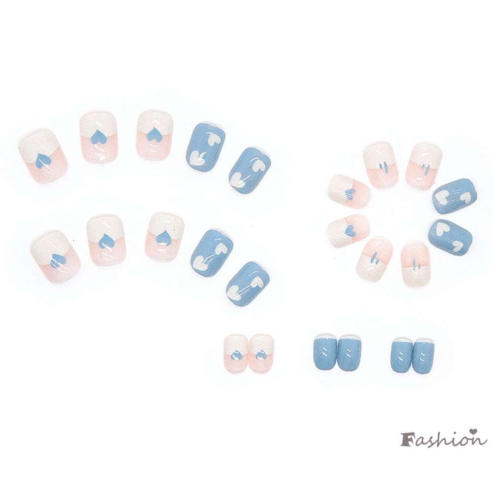 Bộ 24 Móng Tay Giả Màu Trắng Xanh Bóng Thời Trang Cho Nữ