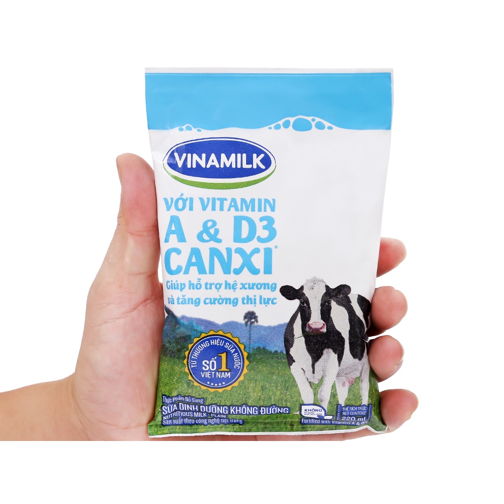 [HSD T11-2023] Thùng 48 Bịch Sữa Dinh Dưỡng VINAMILK KHÔNG ĐƯỜNG - 220ML