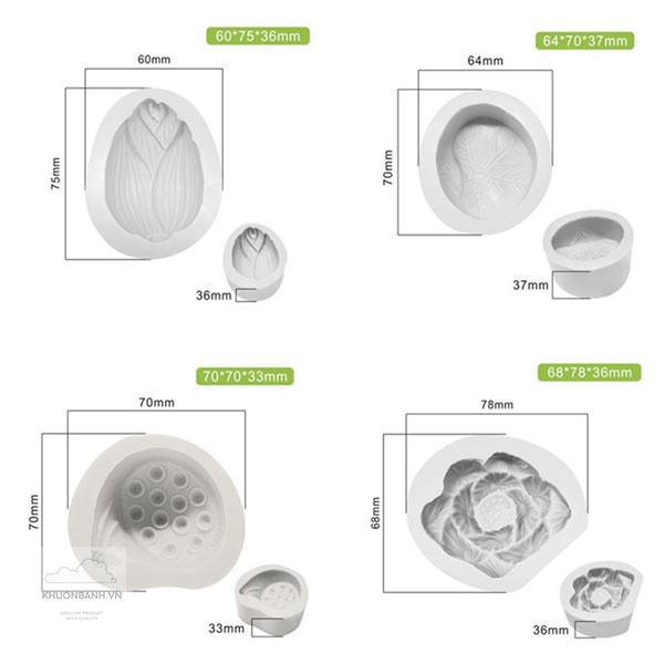 Combo 4 khuôn sen làm bánh trôi bánh chay xôi hoa đậu thạch rau câu