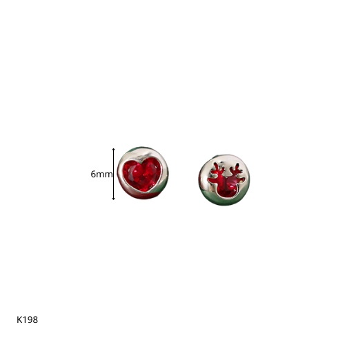 Bông khuyên tai bạc nữ mạ vàng mặt tròn Christmas noel giáng sinh nhiều hình xinh xắn | HARMONY ACCESSORIES K198