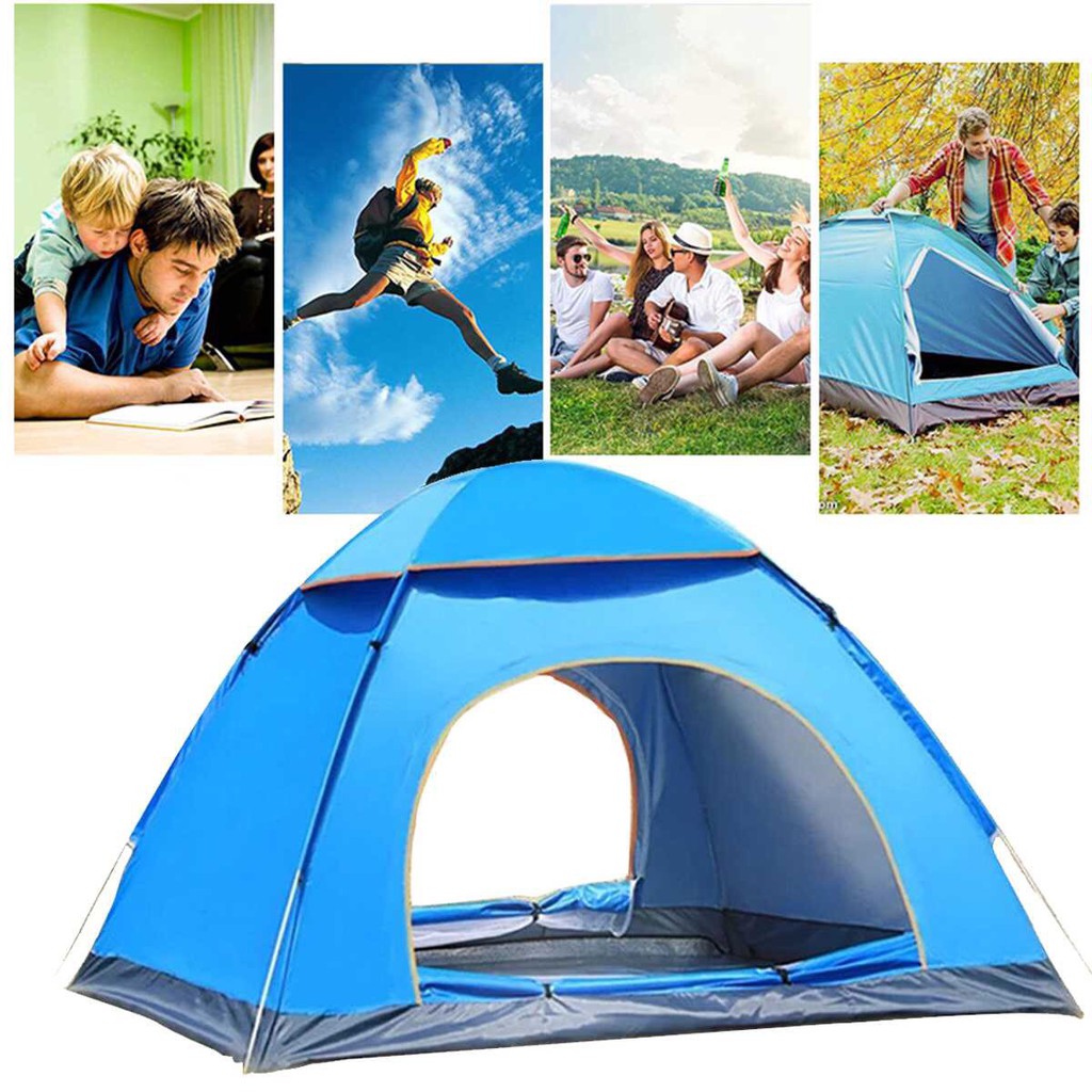 Lều cắm trại, lều dã ngoại tự bung cho 4-6 người cỡ lớn, Lều trại hoàn toàn tự động, thiết kế 2 cửa thoáng mát
