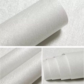 10 mét giấy dán tường sẵn keo trơn nhám màu trắng siêu đẹp