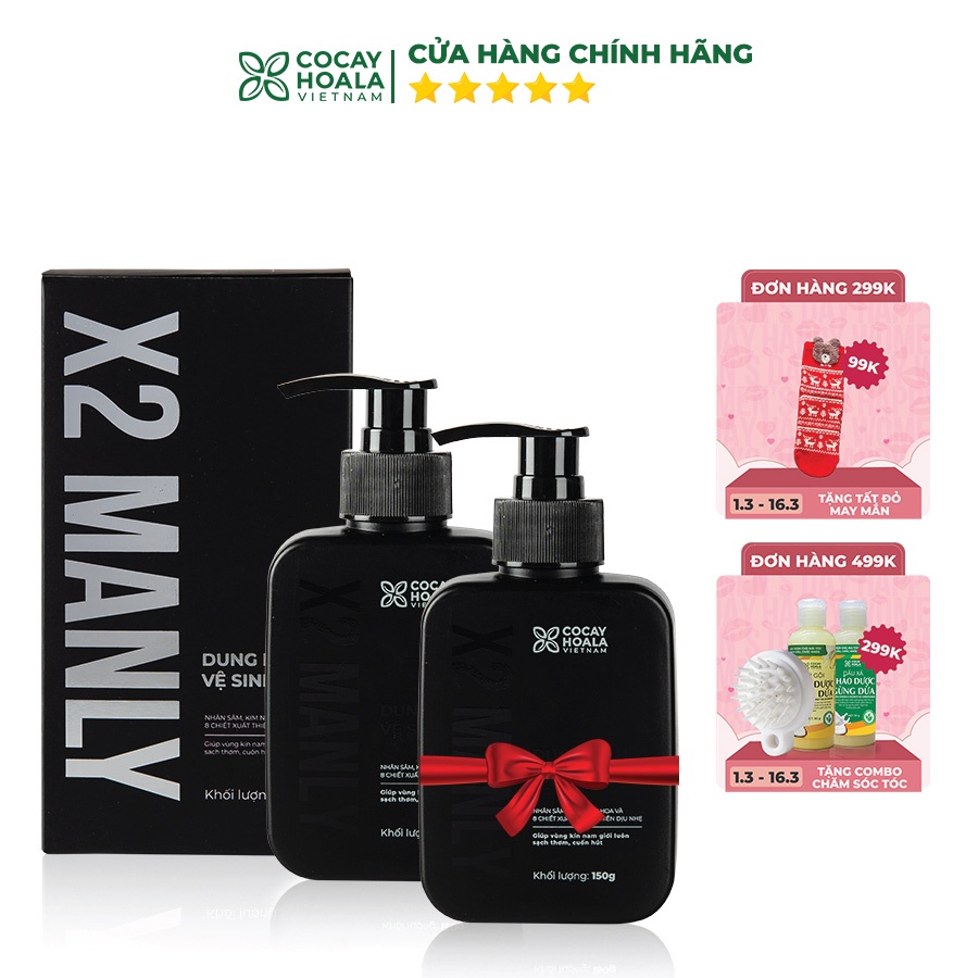 Gel Vệ Sinh Nam X2 Manly - Làm sạch sâu Giúp trẻ hóa cậu nhỏ với dung tích 150g Cocayhoala