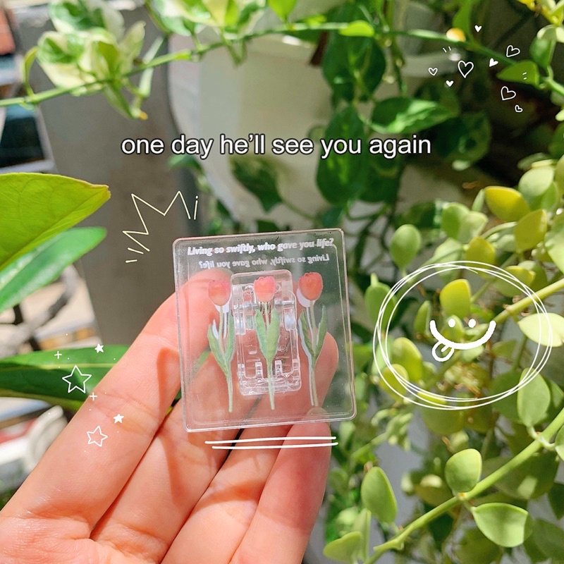 Kẹp giấy mika trong suốt in hình hoa tulip