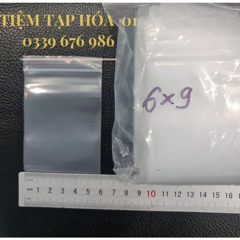 100 túi zip nhỏ loại dày size 6cm x 9cm, túi zip mini, bì zip trong, túi nilon miết mép, túi zipper