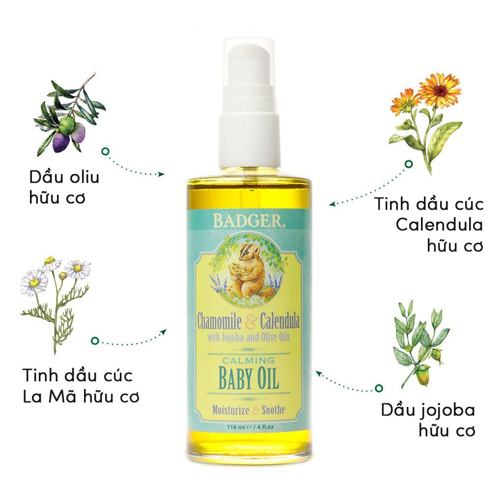 Combo chăm sóc da hữu cơ cho bé BADGER Essential Baby Care