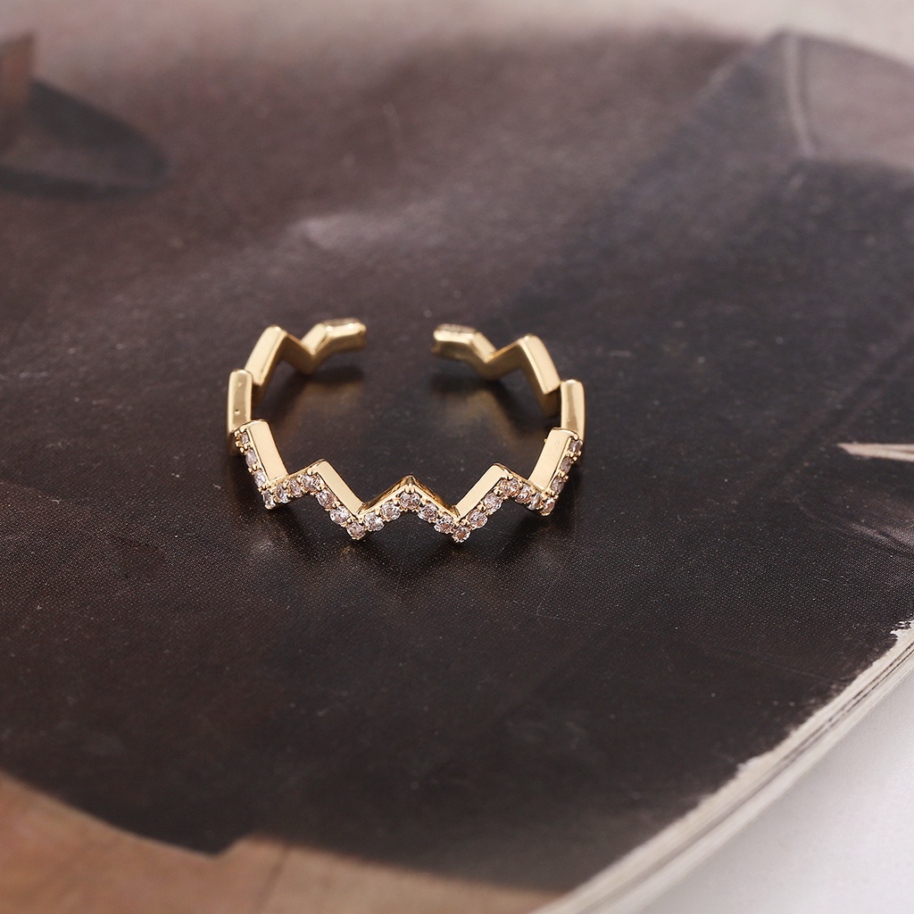 Nhẫn hở thời trang Hàn đơn giản đính đá zircon dành cho nữ