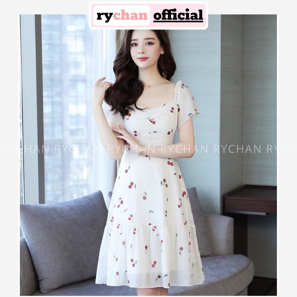 [ẢNH THẬT CUỐI] DX898 - Đầm Xòe Cherry Mang 2 Kiểu Đầm Xòe Hai Lớp Vải Mềm Mịn Bao Đẹp