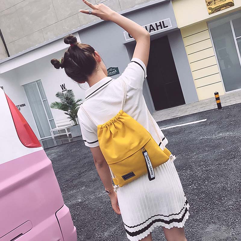 Ba Lô Dây Rút Bằng Vải Bạt Thời Trang Đi Học / Tập Gym Cho Nữ