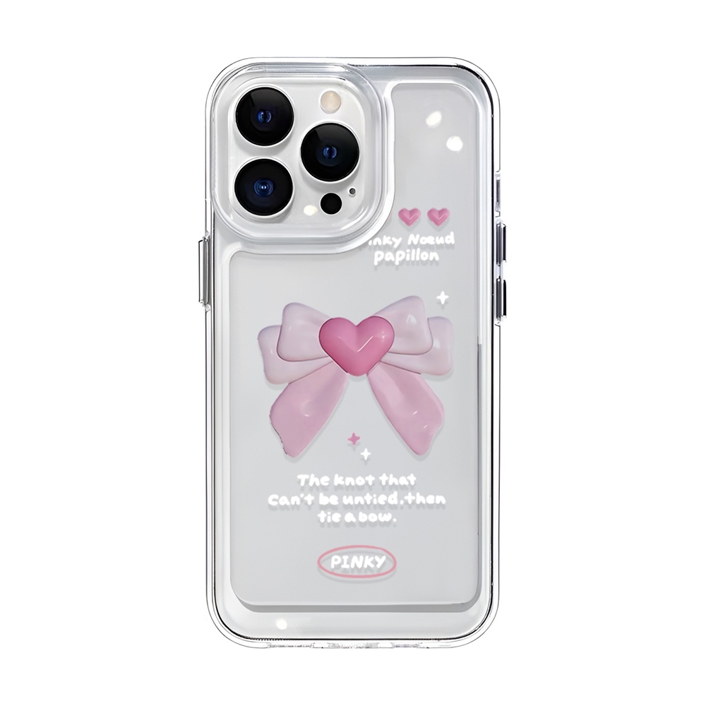 Ốp Điện Thoại Tpu Trong Suốt In Hình Trái Tim Nơ Hồng Cho iphone 14ProMax 14Plus 13 11 12 7Plus X XR
