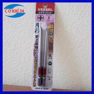 Tô vít vessel nhật bản bộ 2 mũi chuôi lục giác cho khoan