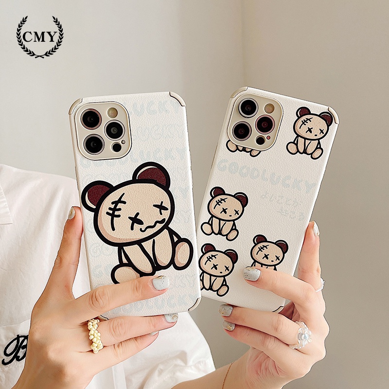 ốp iphone 11 Ốp điện thoại TPU da cừu in hình gấu hoạt hình cho iPhone 11 Pro Max X Xr Xs Max 7 8 Plus Se 2020 12 pro max 12 mini